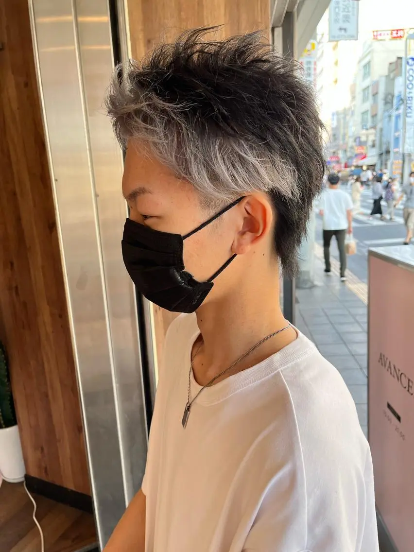 ショート カラー メンズ メンズブリーチ ミストバング ブリーチ  フェイスフレーミング カット ヘアカラー AVANCE.難波 店長 松元のヘアスタイル