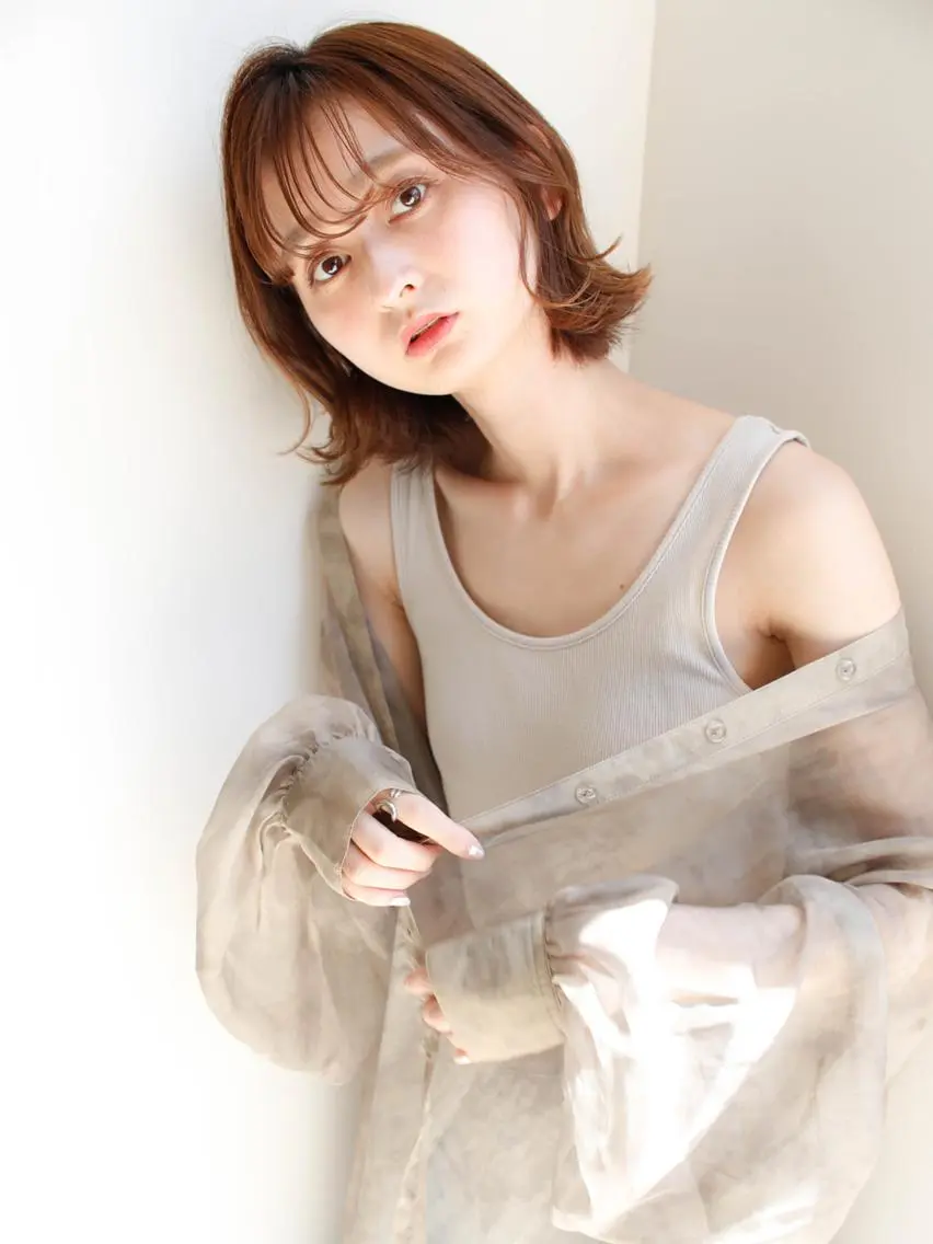 カラー ミディアム アッシュ グラデーションカラー ボブ くせ毛 小顔カット ルーチェヘアー 北摂エリアNo.1のヘアスタイル