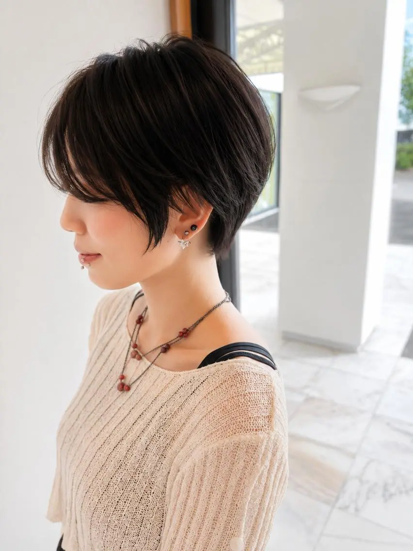 ショート ショートレイヤー 髪質改善 レイヤーカット ショートヘア トリートメント カット トリートメント 伊勢崎/nap hair 栗原大輔のヘアスタイル