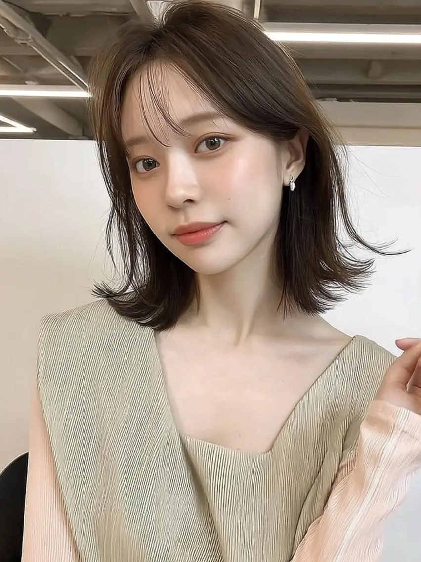 ミディアム 髪質改善 縮毛矯正 トリートメント 酸熱トリートメント カット ヘアカラー 髪質改善/艶カラー /透明感/石田桃子のヘアスタイル