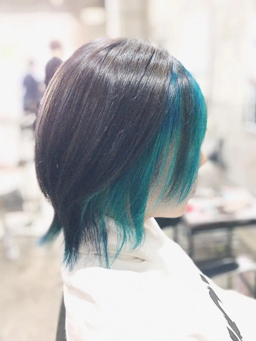 ショート カラー ブルーカラー グラデーションカラー インナーカラー hair deep /田口貴也のヘアスタイル