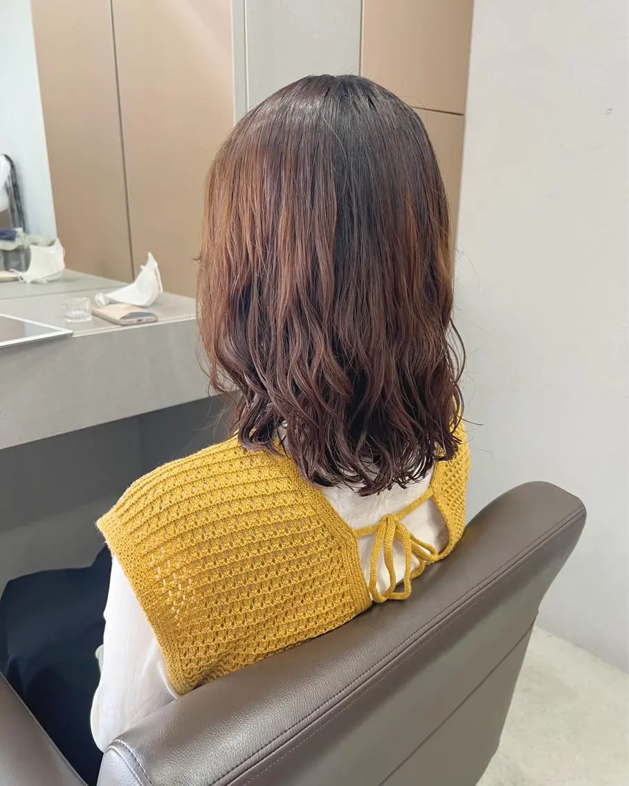 ミディアム パーマ カット パーマ トリートメント ボブパーマコテ巻き風 パーマNo1深江秀平のヘアスタイル