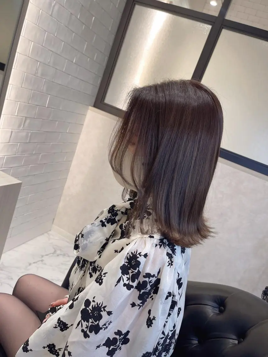 ミディアム カラー カット ヘアカラー トリートメント emi/髪質改善/ 韓国風/艶カラーのヘアスタイル