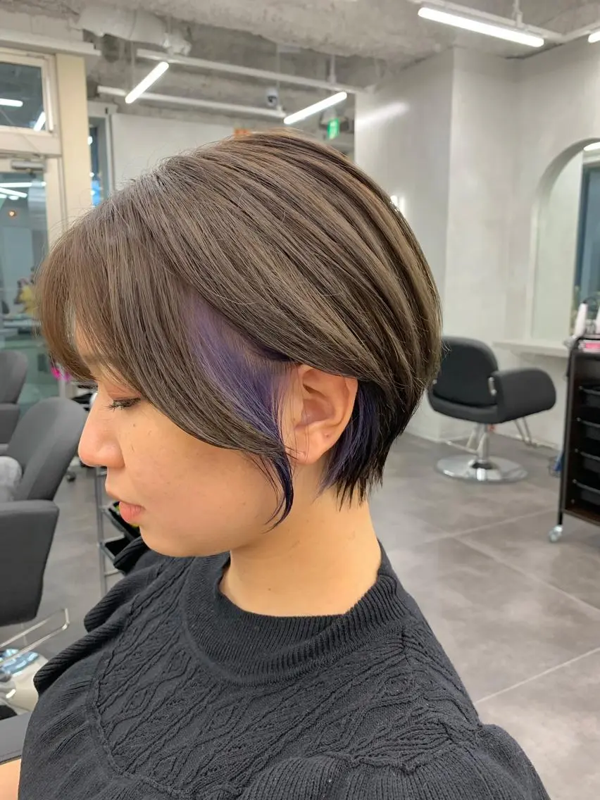 ショート カラー ブリーチ 透明感カラー ダブルカラー イヤリングカラー ハイライトカラー 店長担当🌟 矢吹ガブリエル🌟のヘアスタイル