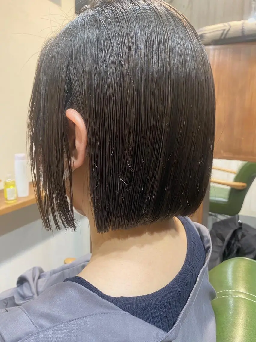 ショート ボブ 縮毛矯正 【髪質改善・矯正 ・ハイライト】ハナカのヘアスタイル