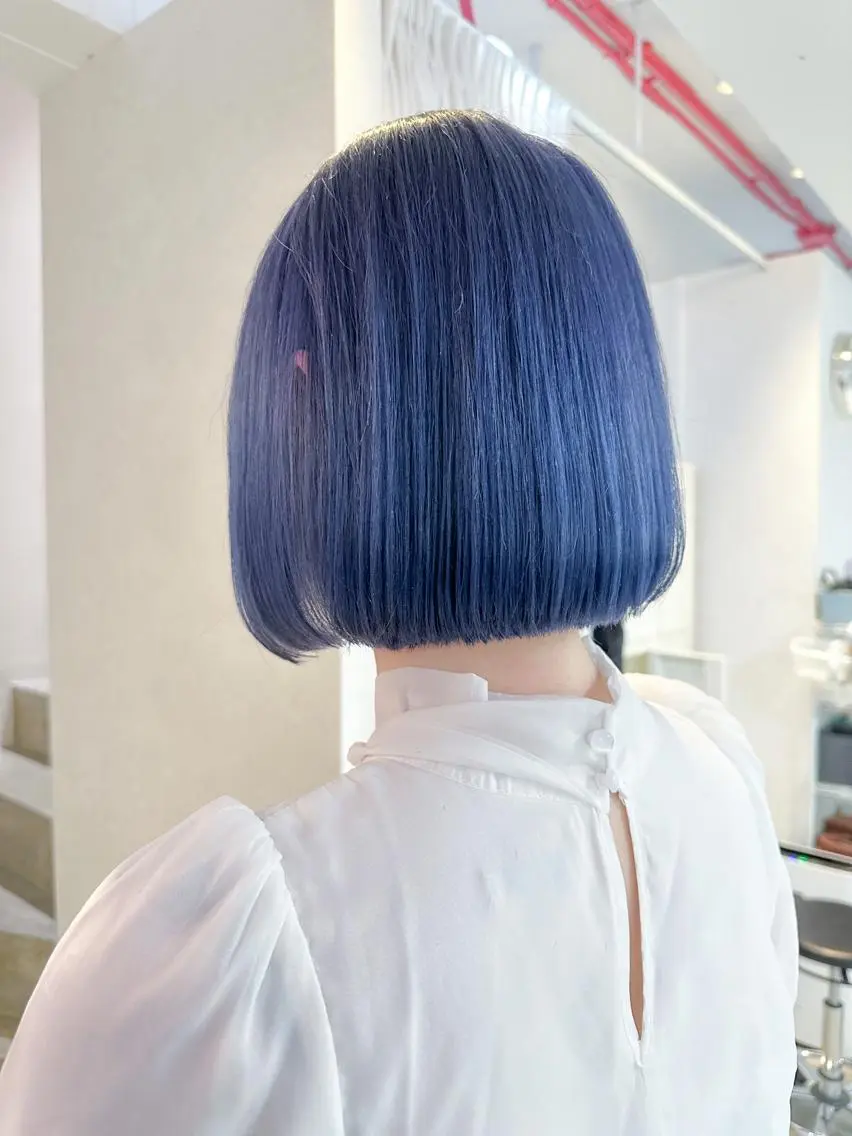 ショート カラー ブリーチ ブルーカラー ブルーラベンダー エドルカラー イルミナカラー カット ヘアカラー BOXmico. 南堀江 宇都宮のヘアスタイル
