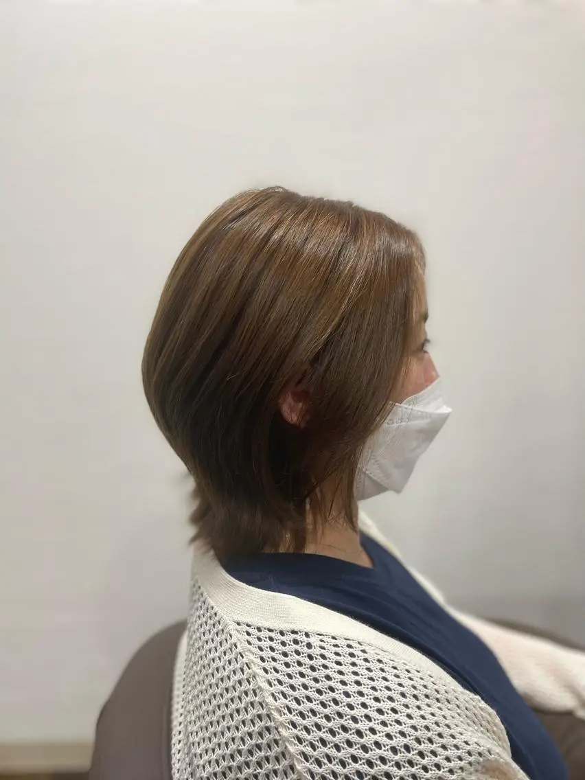 ミディアム カラー くびれヘア カット 菊田 悠斗のヘアスタイル