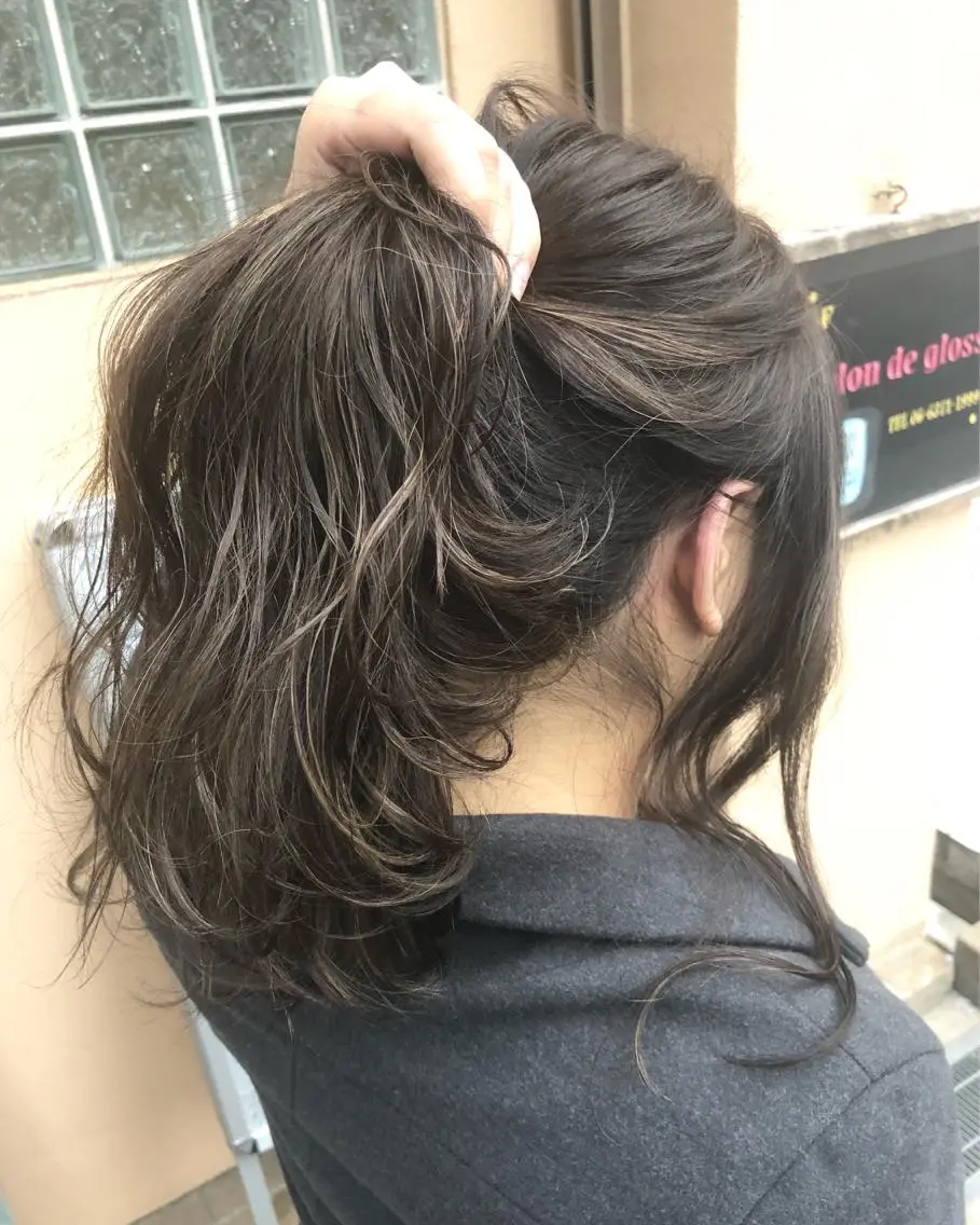 セミロング カラー 髪質改善 中川 翔のヘアスタイル