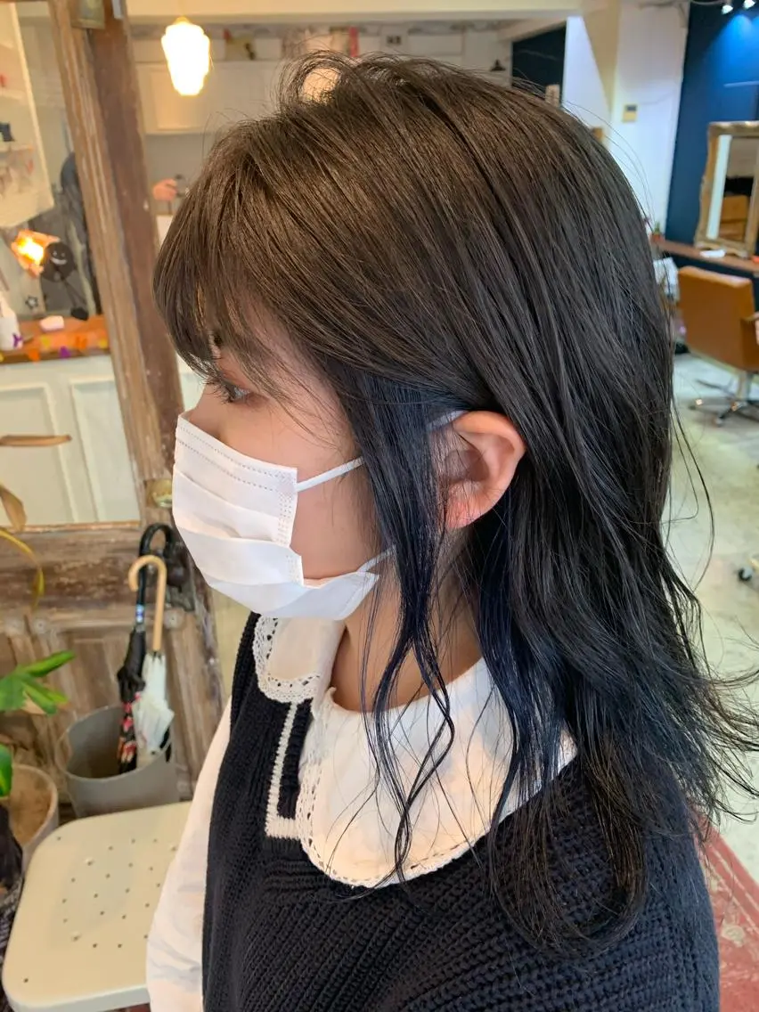 セミロング カラー ヘアアレンジ ダークグレー ヘアカラー トリートメント 山崎 澪 レイヤーカット/大宮のヘアスタイル