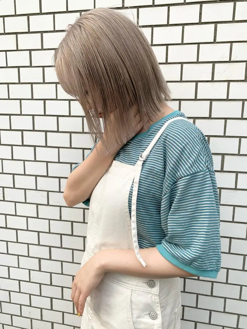 ミディアム カラー ヘアアレンジ ブロンド カット ヘアカラー トリートメント 🌿ショート🌿 パーマ🌿淳平のヘアスタイル