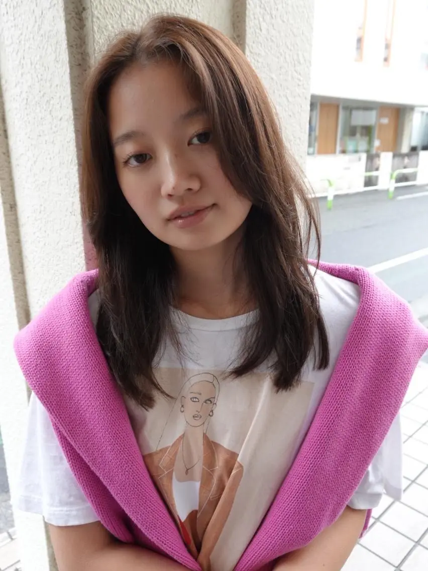 ミディアム パーマ カラー ショートボブ ミディアムパーマ アディクシーカラー ブリーチ ケアブリーチ カット ヘアカラー CEINEloq 学芸大学のヘアスタイル