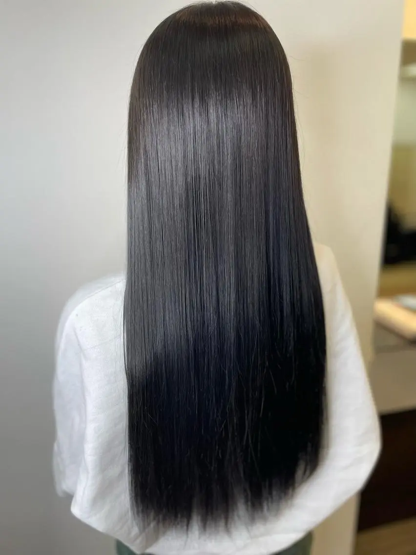 ロング カラー ブルーカラー ブルーグレー ブルーグレージュ グレージュ カット ヘアカラー トリートメント IORI #韓国ヘア#髪質改善のヘアスタイル