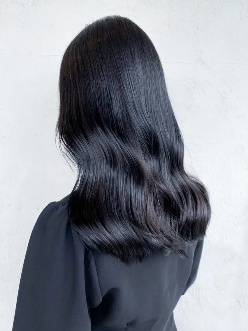 ミディアム カラー パーマ ヘアアレンジ 黒髪 ITbyALBUM 中野店のヘアスタイル