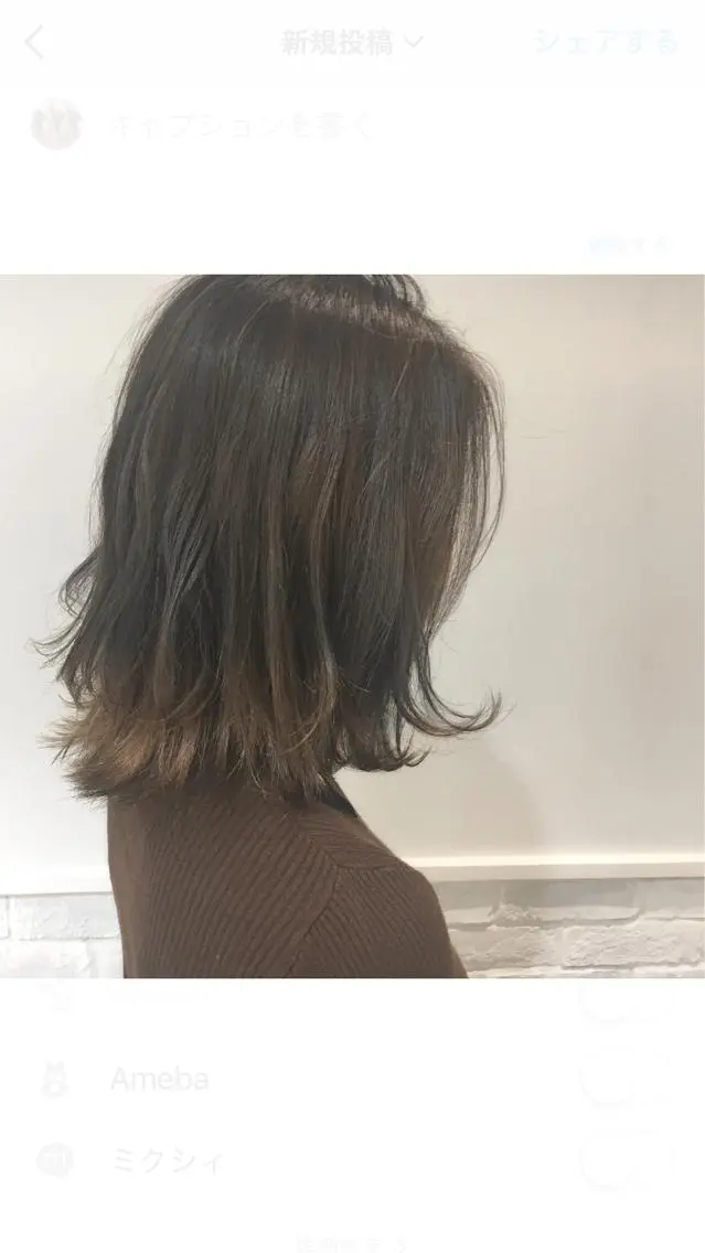 ミディアム カラー グラデーションカラー ハイライトカラー ハイライト 江原 彩華のヘアスタイル