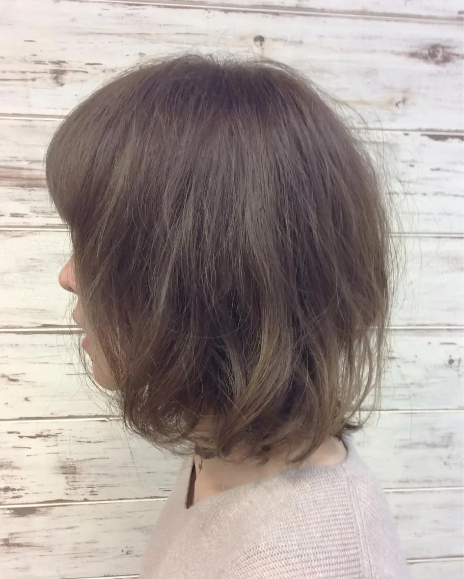 ミディアム カラー 透明感カラー グレージュ ハイライトカラー カーキグレージュ ハイライト 日比 貴大/ minim hairのヘアスタイル