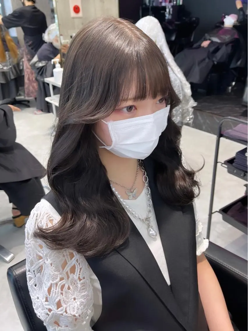 ロング カラー パーマ ヘアアレンジ メンズ キッズ ネイル マツエク・マツパ アイブロウ カット ヘアカラー レイヤー/ダブル カラー/YURINAのヘアスタイル