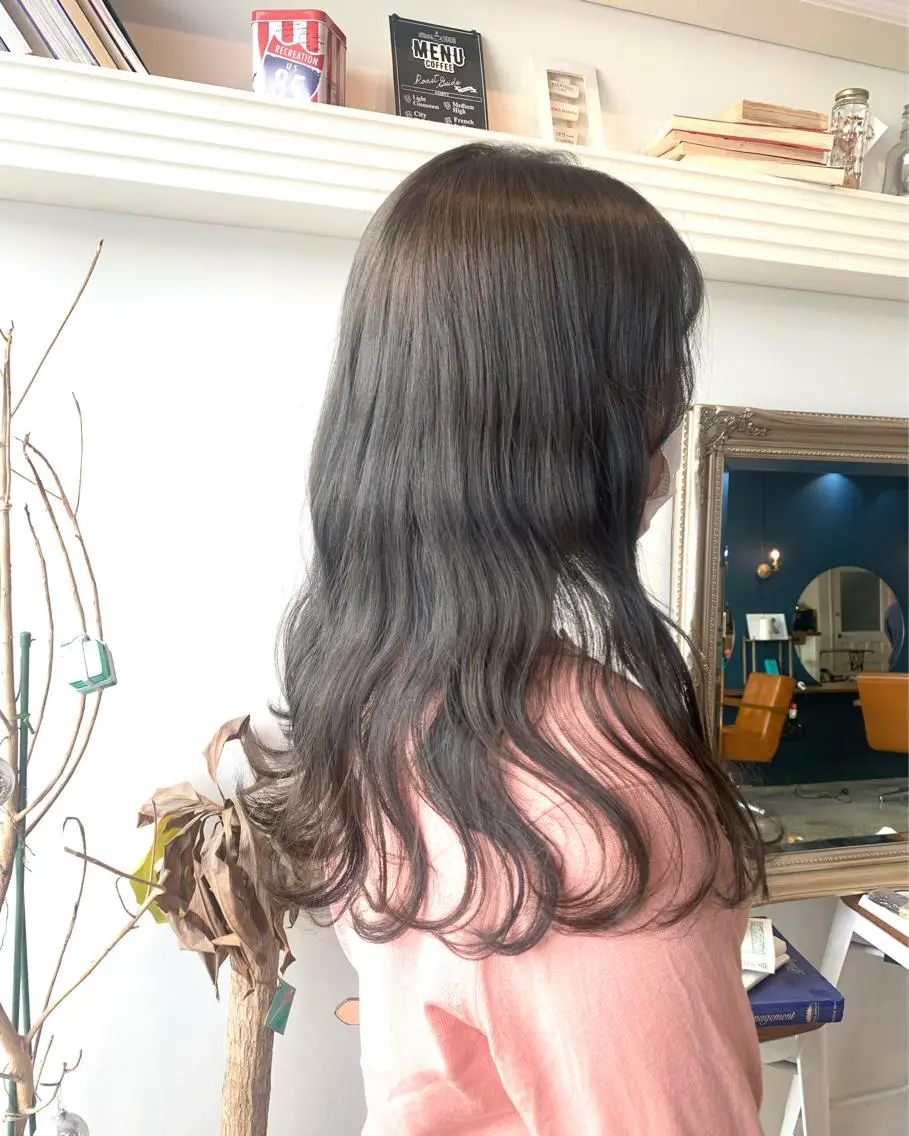 ロング カラー ヘアアレンジ メンズ グレージュ オリーブグレージュ オリーブグレー 大宮/山口 竣也のヘアスタイル