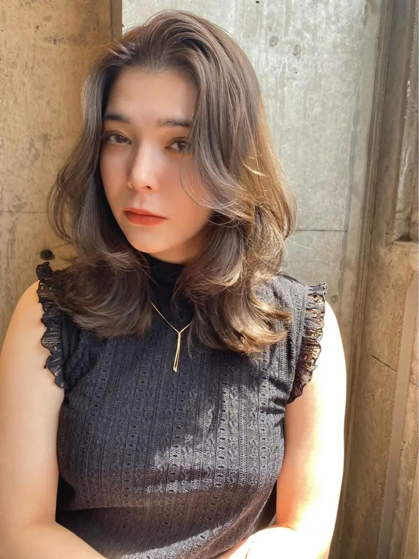 セミロング カラー パーマ カット ヘアカラー パーマ トリートメント 似合わせカラーパーマ 🌿kitin米川のヘアスタイル