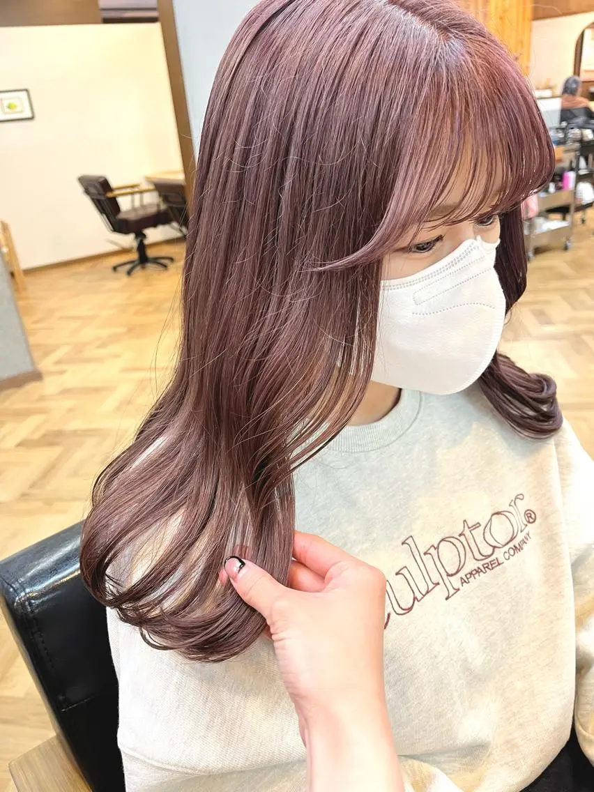 セミロング カラー ena/ブリーチなし 透明感・レイヤー🎀のヘアスタイル