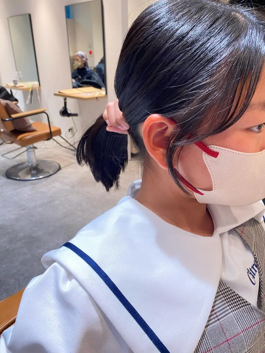 ミディアム 顔周りカット 小顔カット オスズ 🎀´-のヘアスタイル