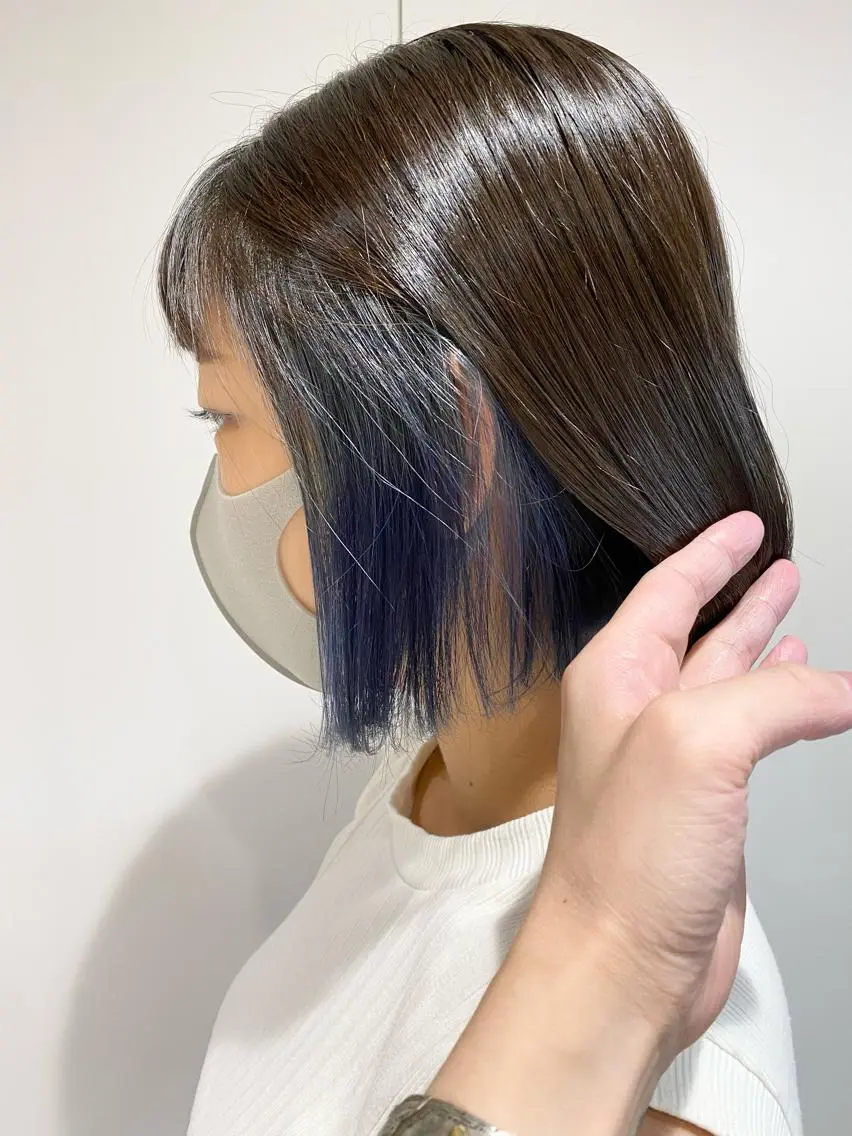 ショート カラー ブルーカラー インナーカラー ボブ カット ヘアカラー 自由が丘⭐︎ 巽のヘアスタイル
