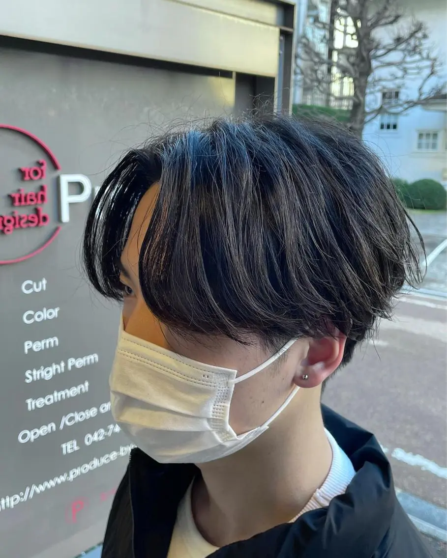 メンズ センターパート 髪質改善×白髪ぼかし 美容師✂️武澤龍賀のヘアスタイル