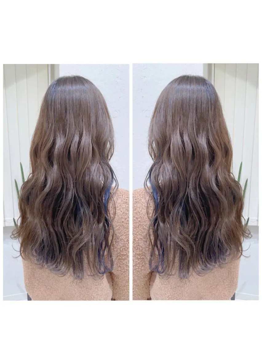 ロング カラー ブルーカラー ブラウンカラー グレージュ インナーカラー ネイビーカラー ブリーチ/髪質改善 🍀MASAKiのヘアスタイル