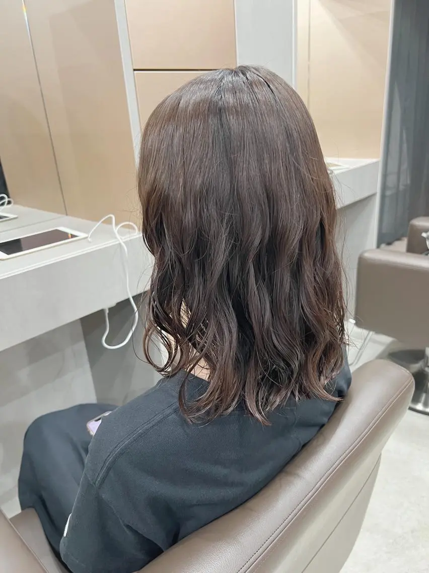 ミディアム パーマ カット パーマ トリートメント ボブパーマコテ巻き風 パーマNo1深江秀平のヘアスタイル