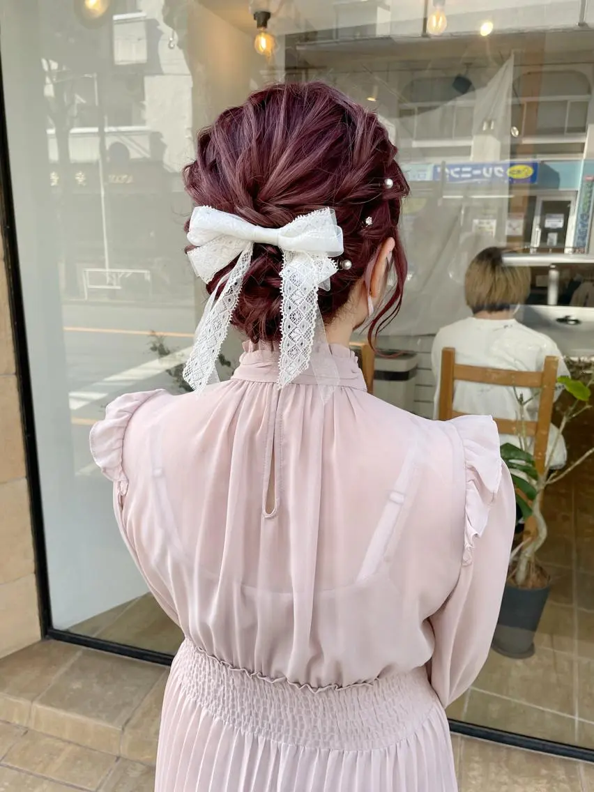 ミディアム ヘアアレンジ ヘアセット ヘアアレンジ にいた かづしげのヘアスタイル