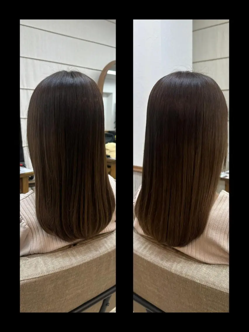 ロング ヘアカラー トリートメント ヘッドスパ 髪質改善個室サロン' 白髪ぼかし・縮毛矯正のヘアスタイル