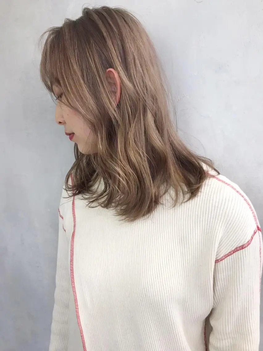 セミロング カラー パーマ ヘアアレンジ ベージュカラー ITbyALBUM 中野店のヘアスタイル