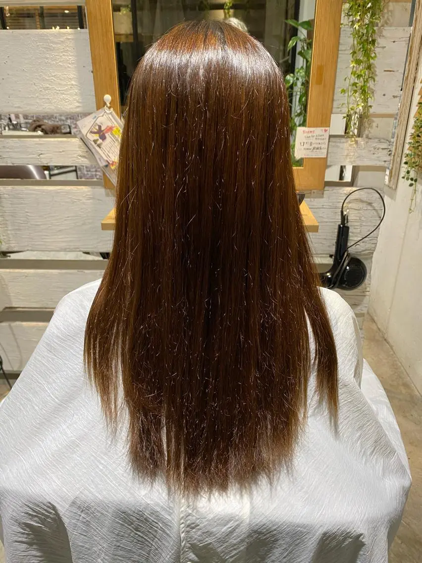 ロング カット 縮毛矯正 長濱 俊のヘアスタイル