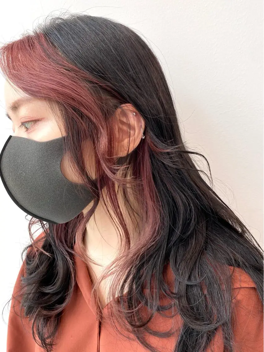 ミディアム カラー ミストバング イヤリングカラー  フェイスフレーミング インナーカラー ラベンダーカラー Unami MIHA☘️*゜のヘアスタイル