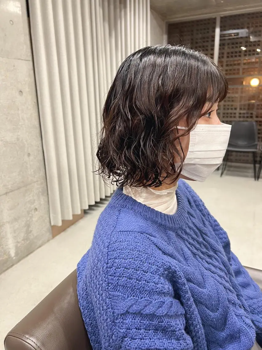 ショート パーマ カット パーマ トリートメント ボブパーマコテ巻き風 パーマNo1深江秀平のヘアスタイル