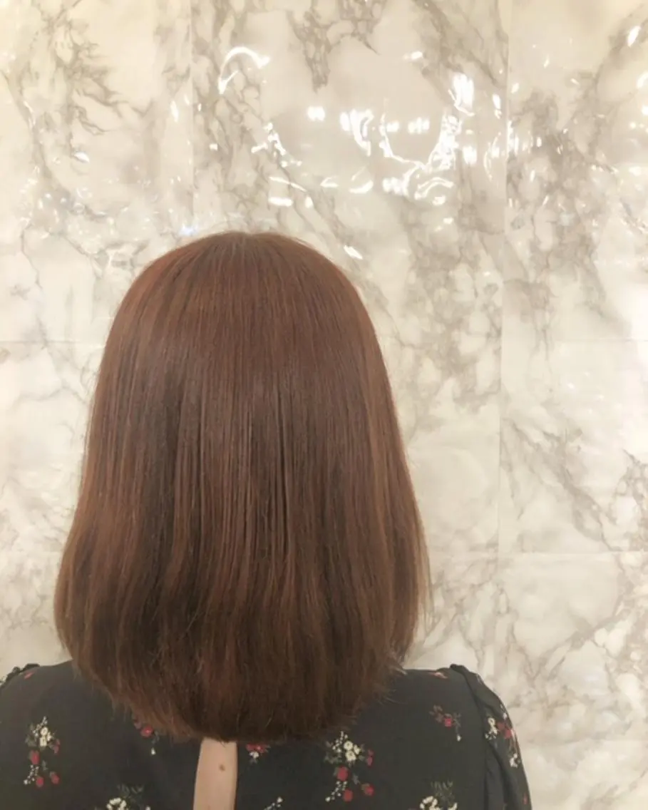 ミディアム カラー ベージュカラー ピンクカラー ピンクベージュ ボブ 東中野🥇美容室 FLOW東中野店のヘアスタイル