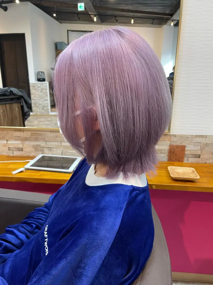 ミディアム カラー ラベンダーカラー ヘアカラー YUI/ ブリーチカラー🌷のヘアスタイル