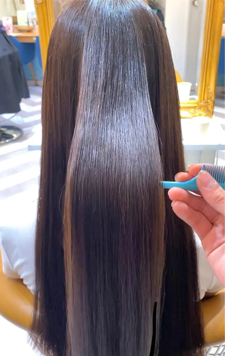 ロング 髪質改善 縮毛矯正 カット ヘアカラー 縮毛矯正 トリートメント レイヤーカット /透明感カラー西田のヘアスタイル