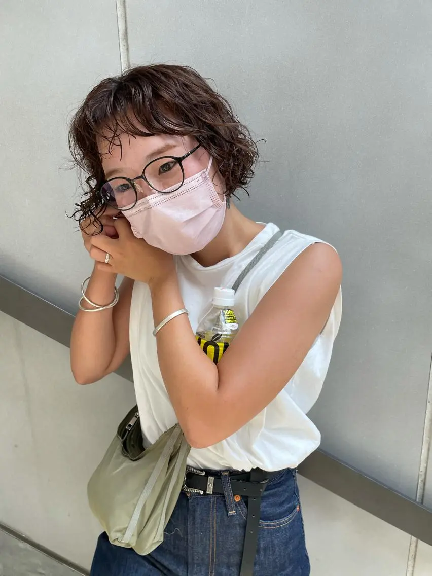 ミディアム カラー パーマ キッズ カット パーマ トリートメント オトナヘア🌸 harukaのヘアスタイル