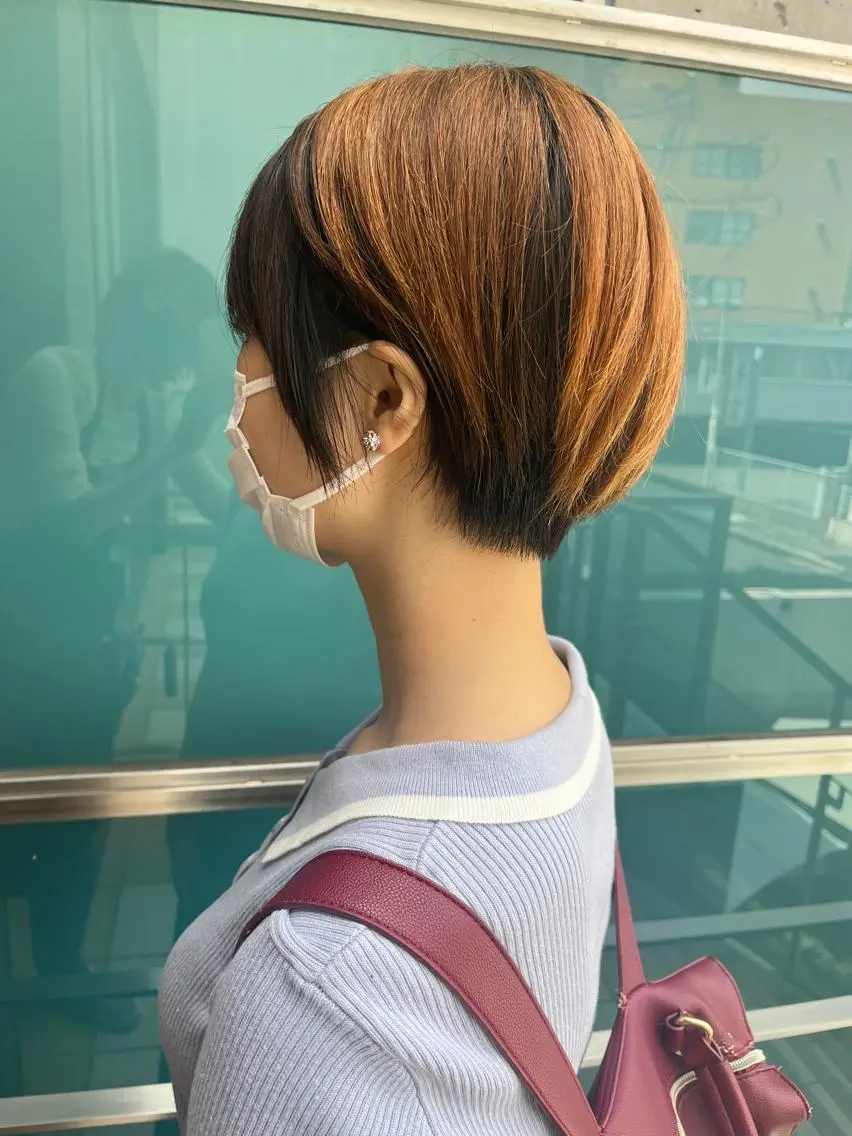 ショート カラー パーマ ヘアアレンジ メンズ キッズ ネイル マツエク・マツパ アイブロウ メンズパーマ ブラウンカラー ケアカラー 透明感カラー ピンクカラー 久木原 ゆりのヘアスタイル