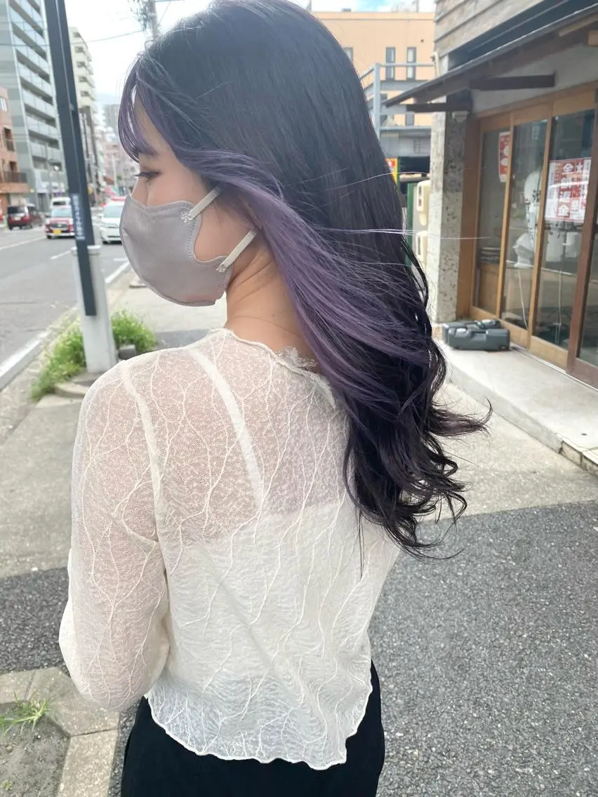 ロング カラー 透明感カラー ラベンダーカラー パープルカラー ハイトーン/メンズ 水野翔太のヘアスタイル