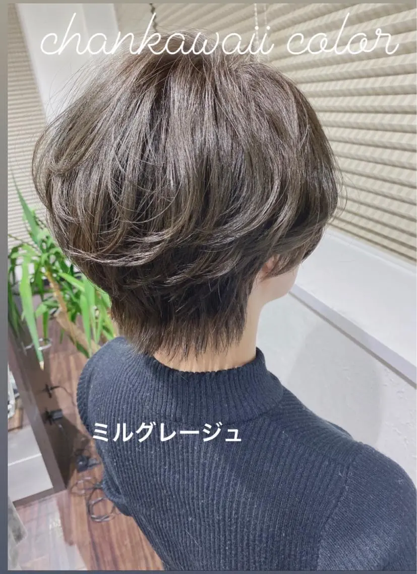 ショート カラー グレージュ ショートヘア 川合 勇気のヘアスタイル