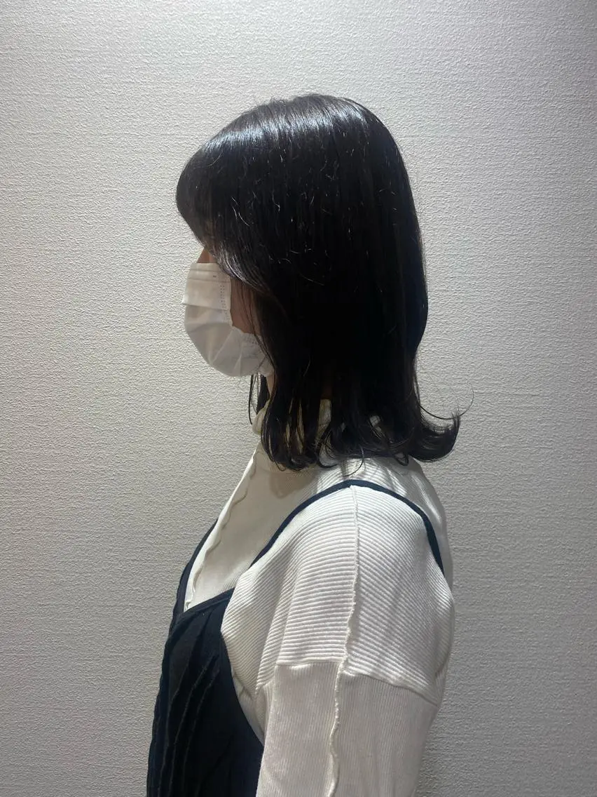 セミロング 切りっぱなしボブ ボブ くびれヘア 顔周りカット 髪質改善 似合わせレイヤー/ Wカラー🧸こころのヘアスタイル