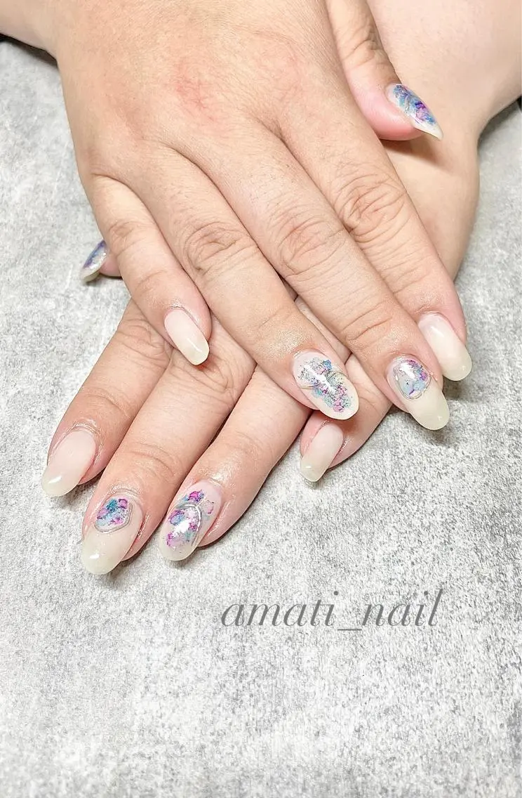 ネイル フレンチネイル ミラーネイル ニュアンスネイル ワンカラーネイル 春ネイル ハンドネイル amati_nail TAKAKOのネイルデザイン