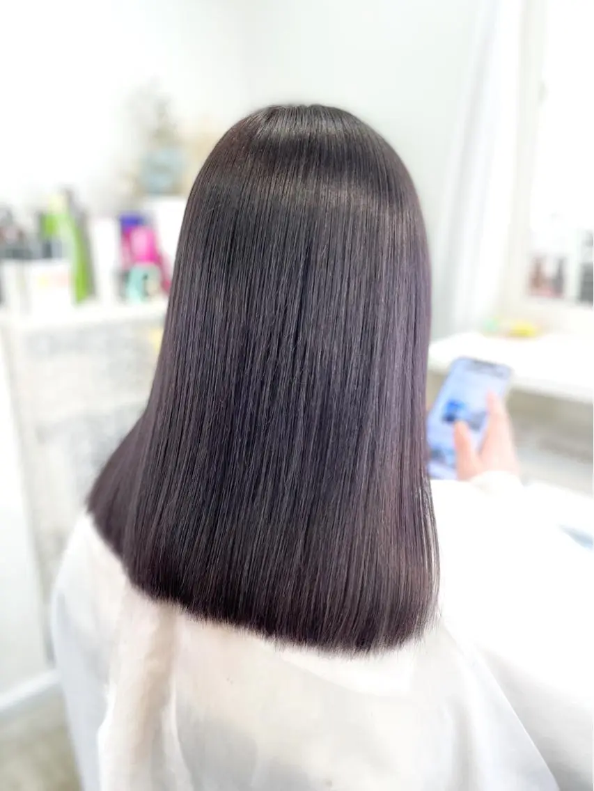 セミロング カラー ヘアカラー トリートメント 韓国ヘア🤍髪質改善 🇰🇷AKANEのヘアスタイル