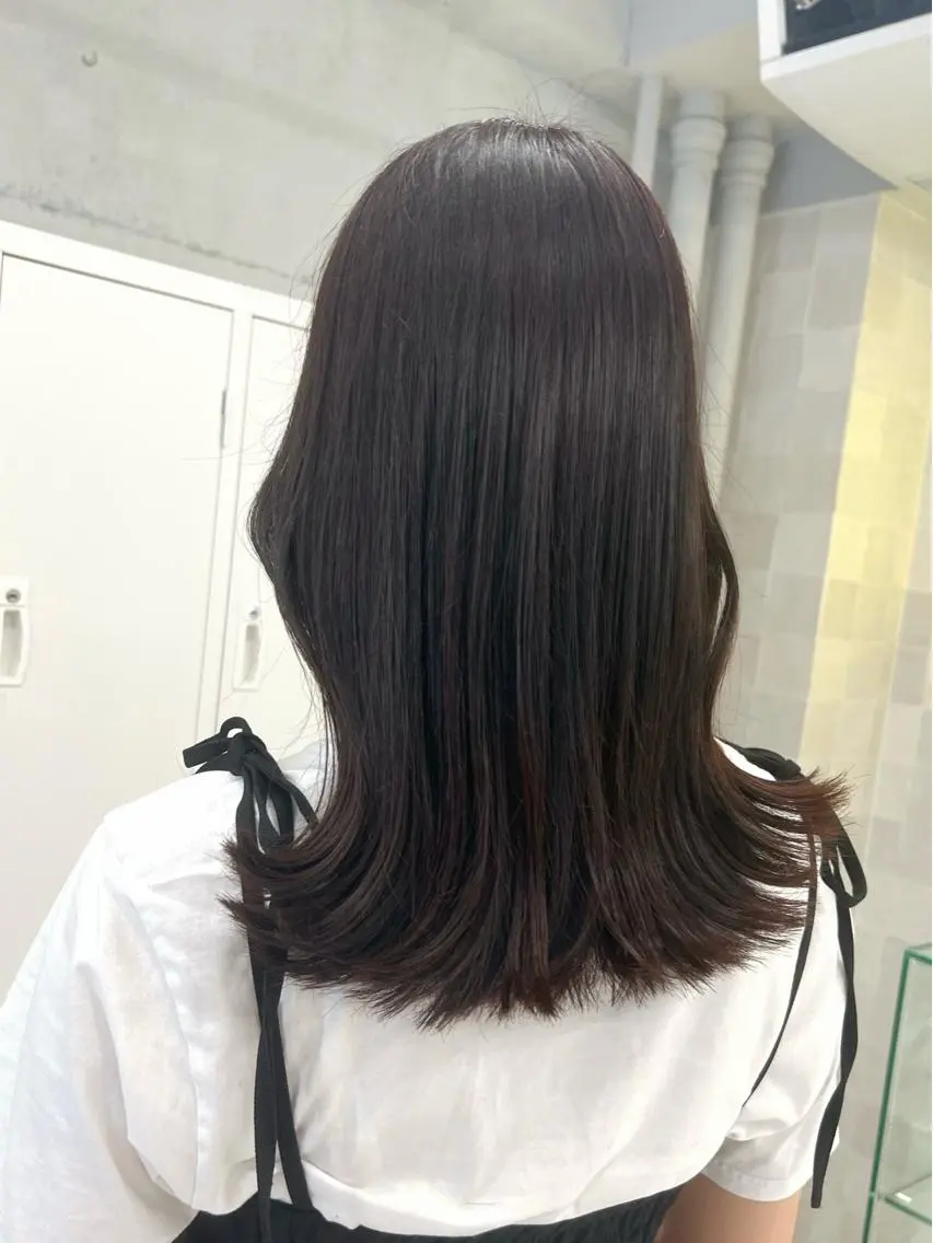 セミロング カラー ブリーチ ブラウンカラー 透明感カラー ブリーチなしカラー ピンクカラー ヘアカラー トリートメント 韓国ヘア☁️ mitsukiのヘアスタイル