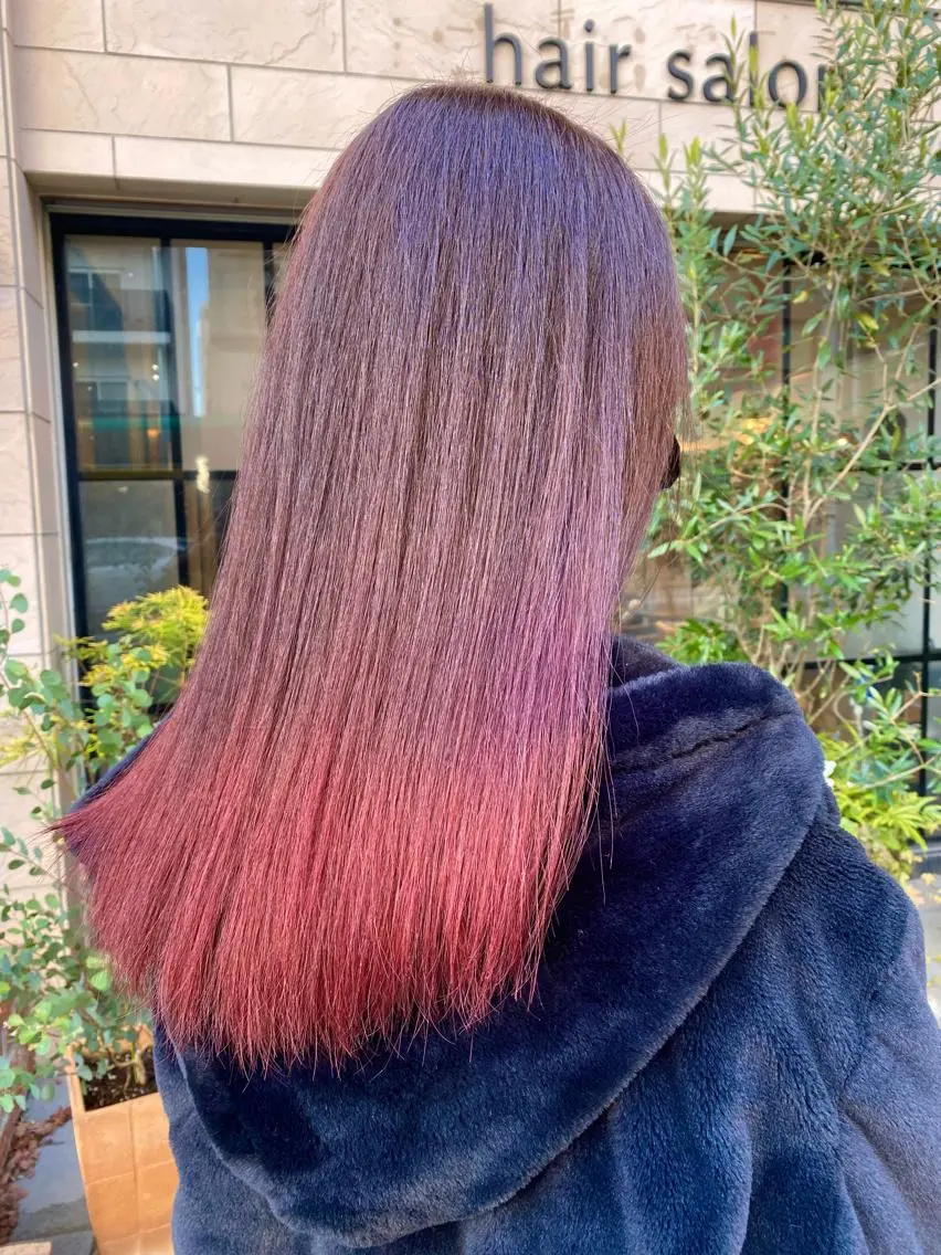 ロング カラー グラデーションカラー レッドカラー ヘアカラー トリートメント 特殊カラー特化 ✂️SHIAN フジのヘアスタイル