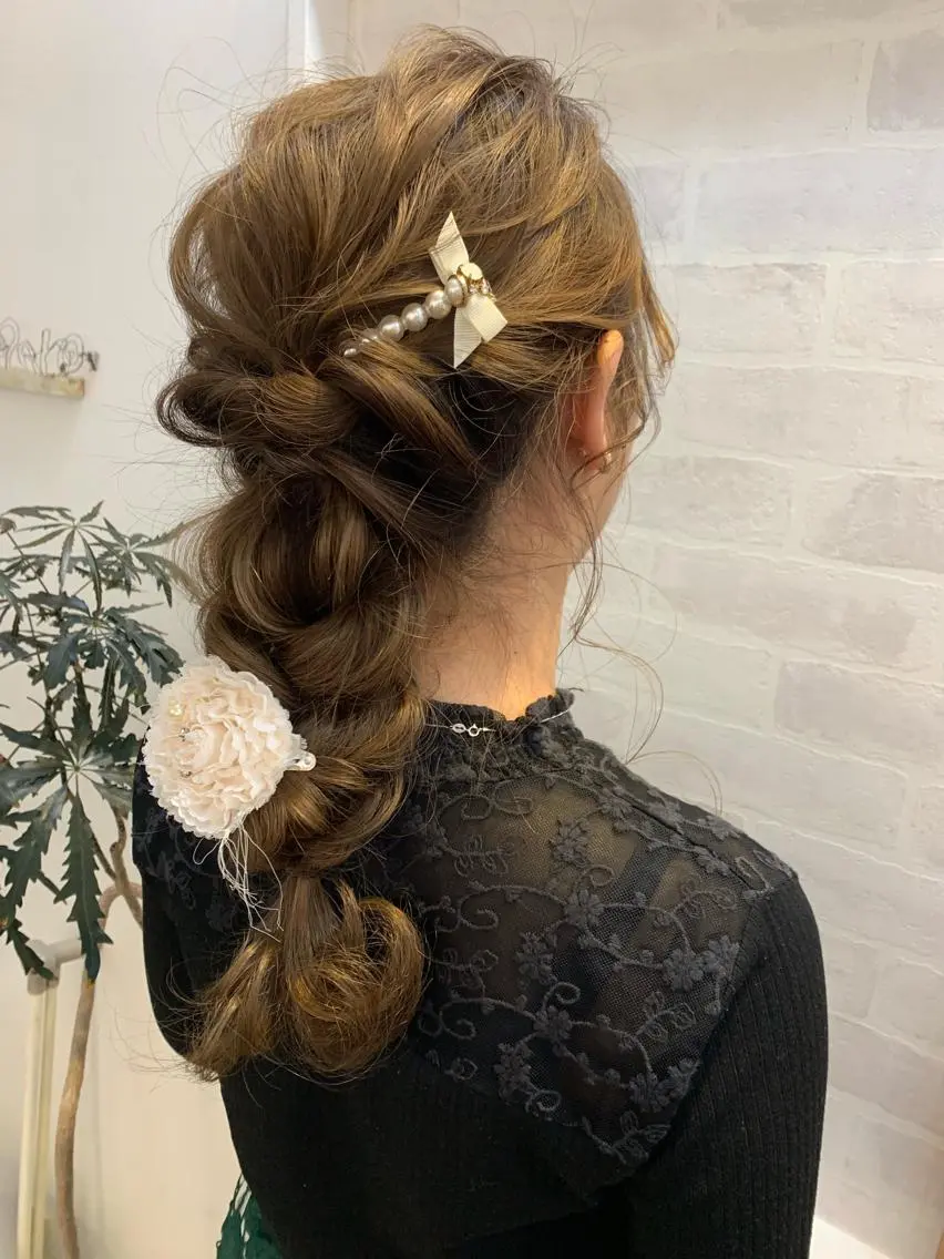 ロング カラー ヘアアレンジ ヘアセット きむえり/髪質改善 /うねり広がり改善のヘアスタイル