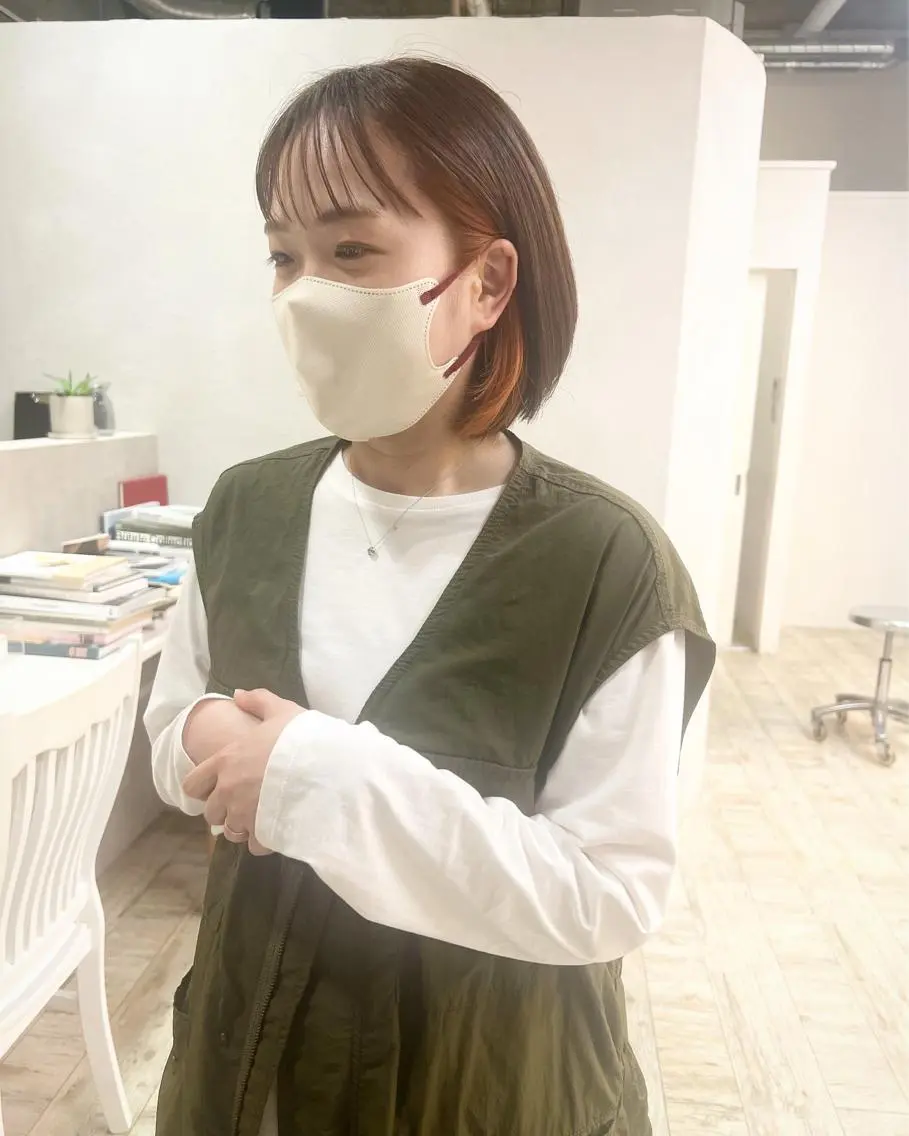 ショート カラー イヤリングカラー オレンジ テトネ タカシのヘアスタイル