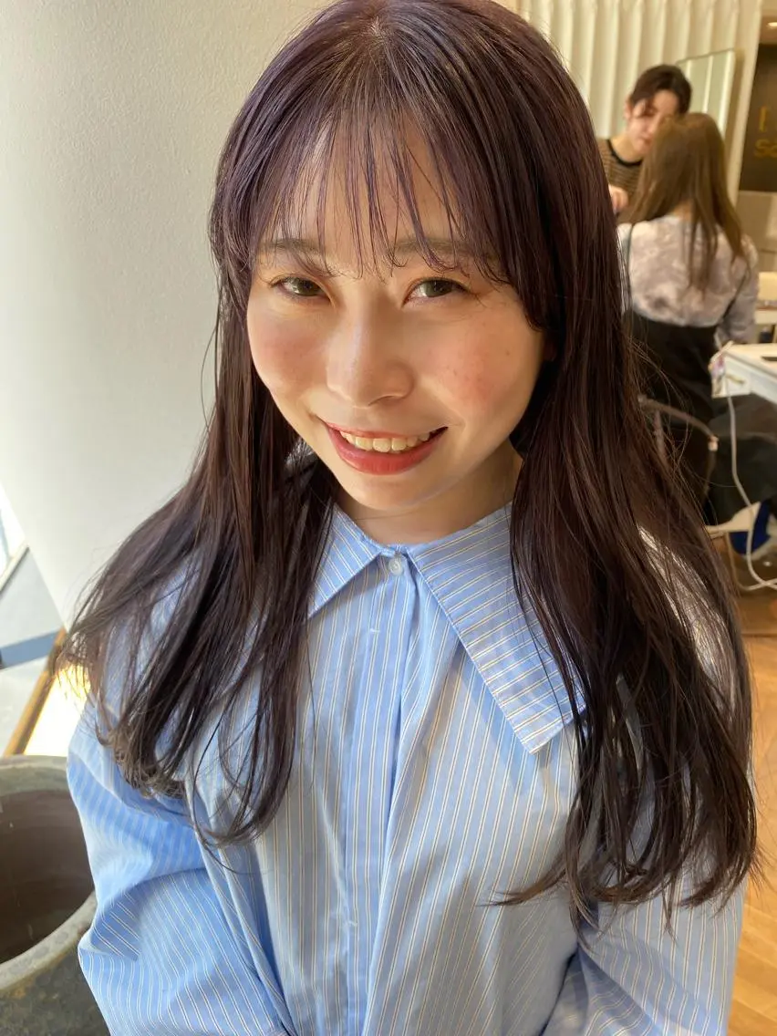 ロング カラー ブリーチ ダブルカラー ラベンダーカラー 増井 彩乃のヘアスタイル