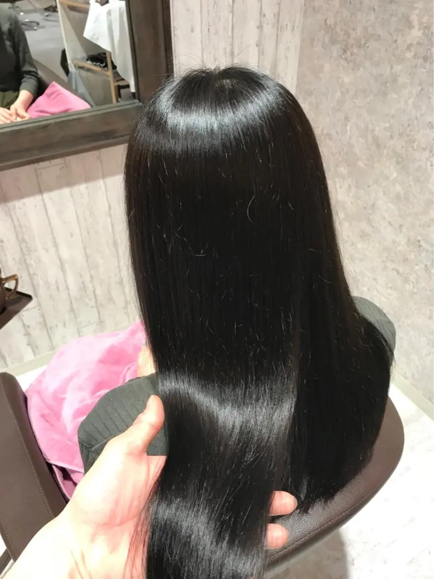 セミロング カラー パーマ 黒髪 ストレートパーマ 🫟Blanco🫟 Color&Careのヘアスタイル